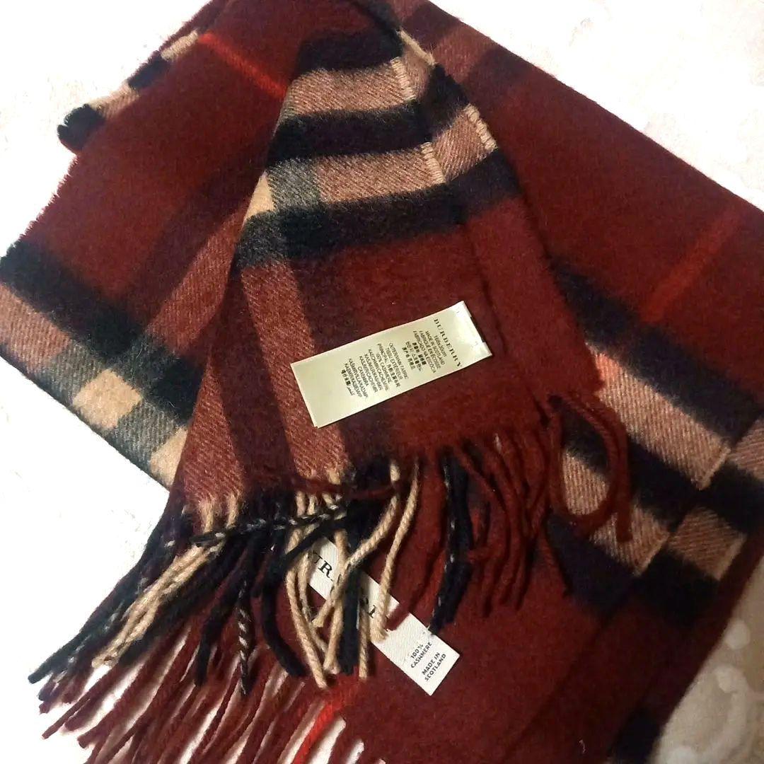 BURBERRY ボルドー チェック柄 マフラー