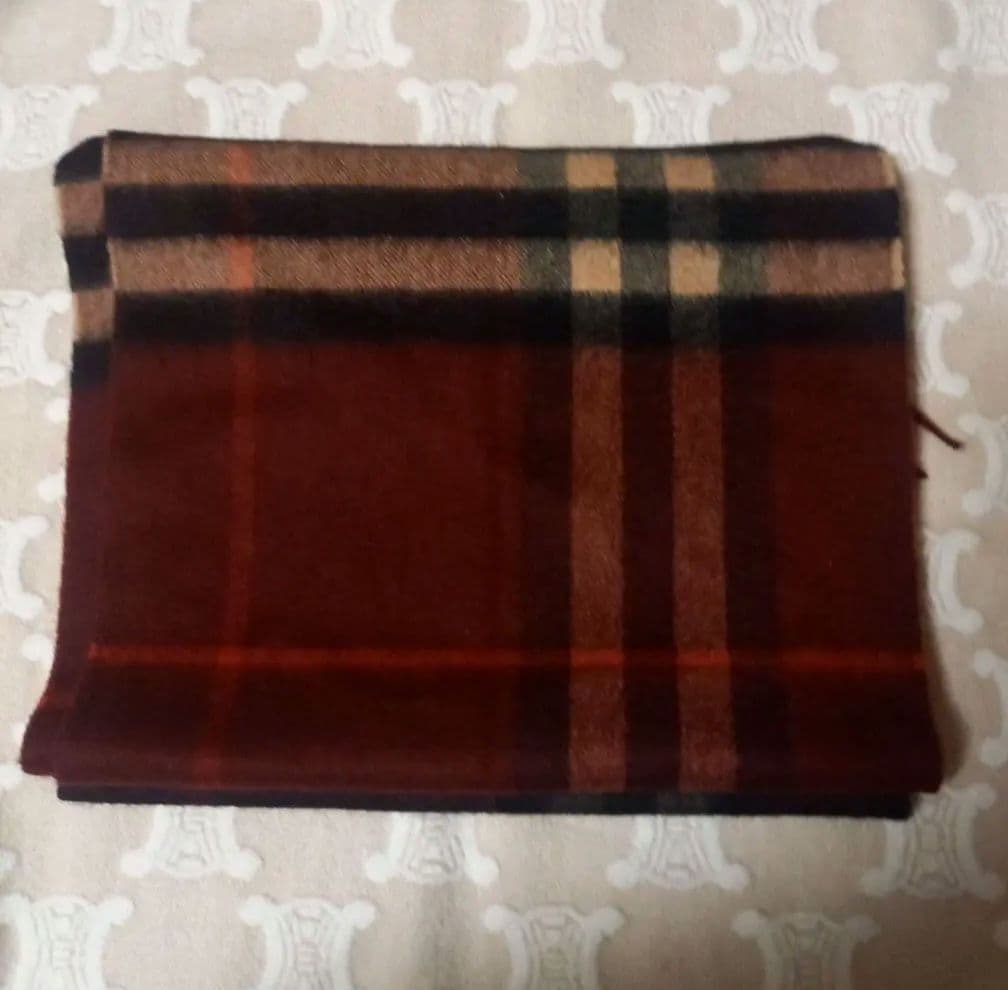 BURBERRY ボルドー チェック柄 マフラー