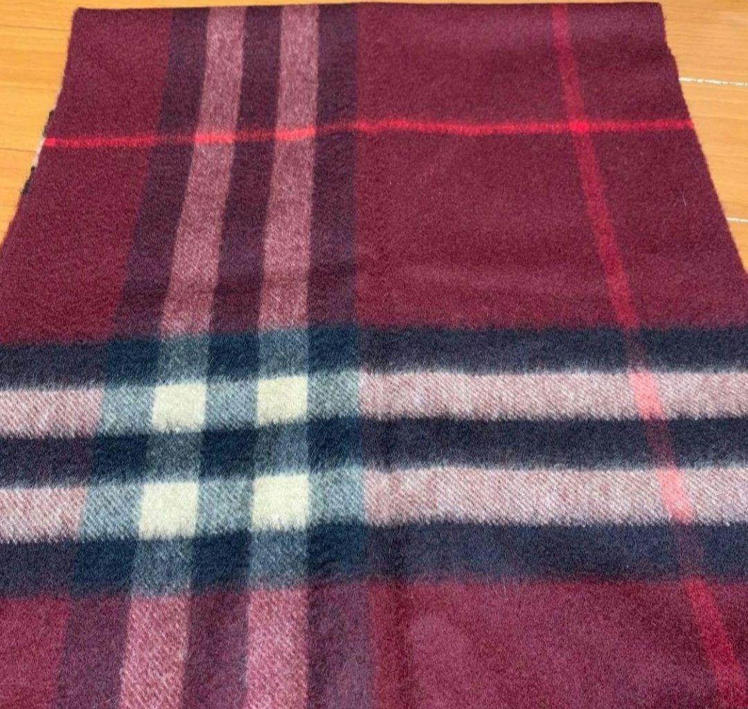 BURBERRY ボルドー チェック柄 マフラー