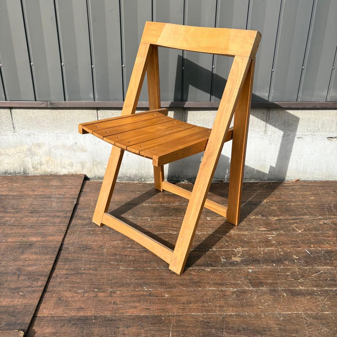 A4 北欧レトロ 木製折りたたみチェア ヴィンテージ ナチュラル ウッドチェア