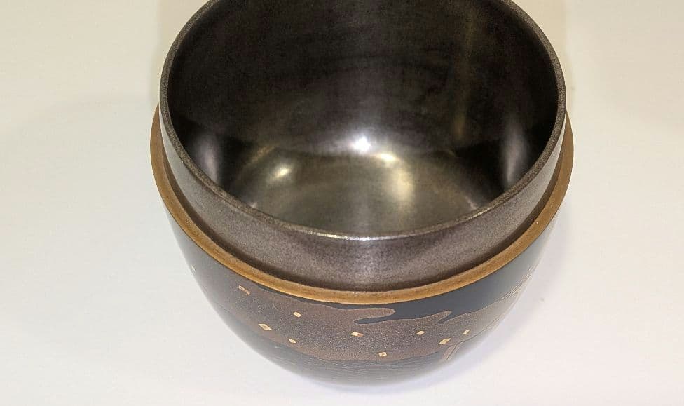 『柳橋蒔絵　棗』宗水作　茶道具　共箱共布　清水宗水　内銀溜塗　輪島塗　金