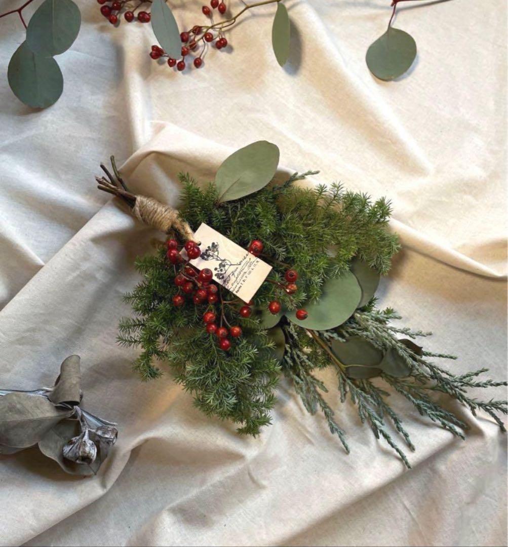 クリスマス スワッグ　リース　ドライフラワー　ハンドメイド