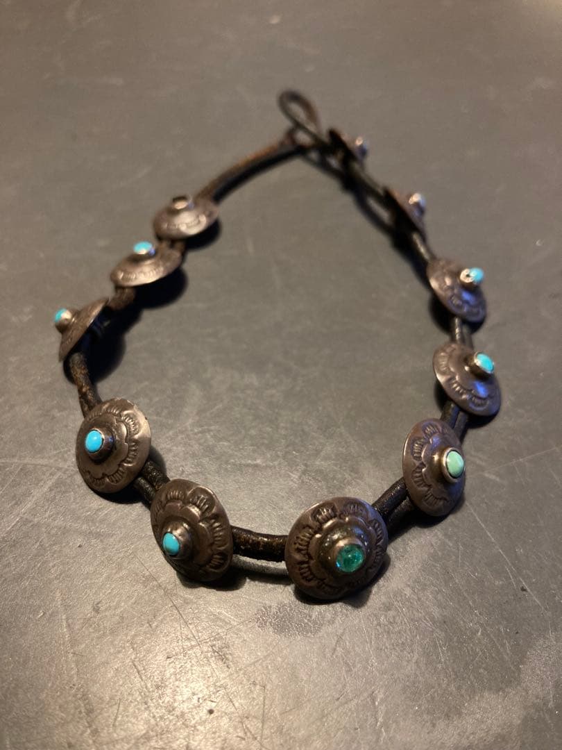 ロンハーマン ヴィンテージ ターコイズ レザーブレスレット シルバーコンチョ