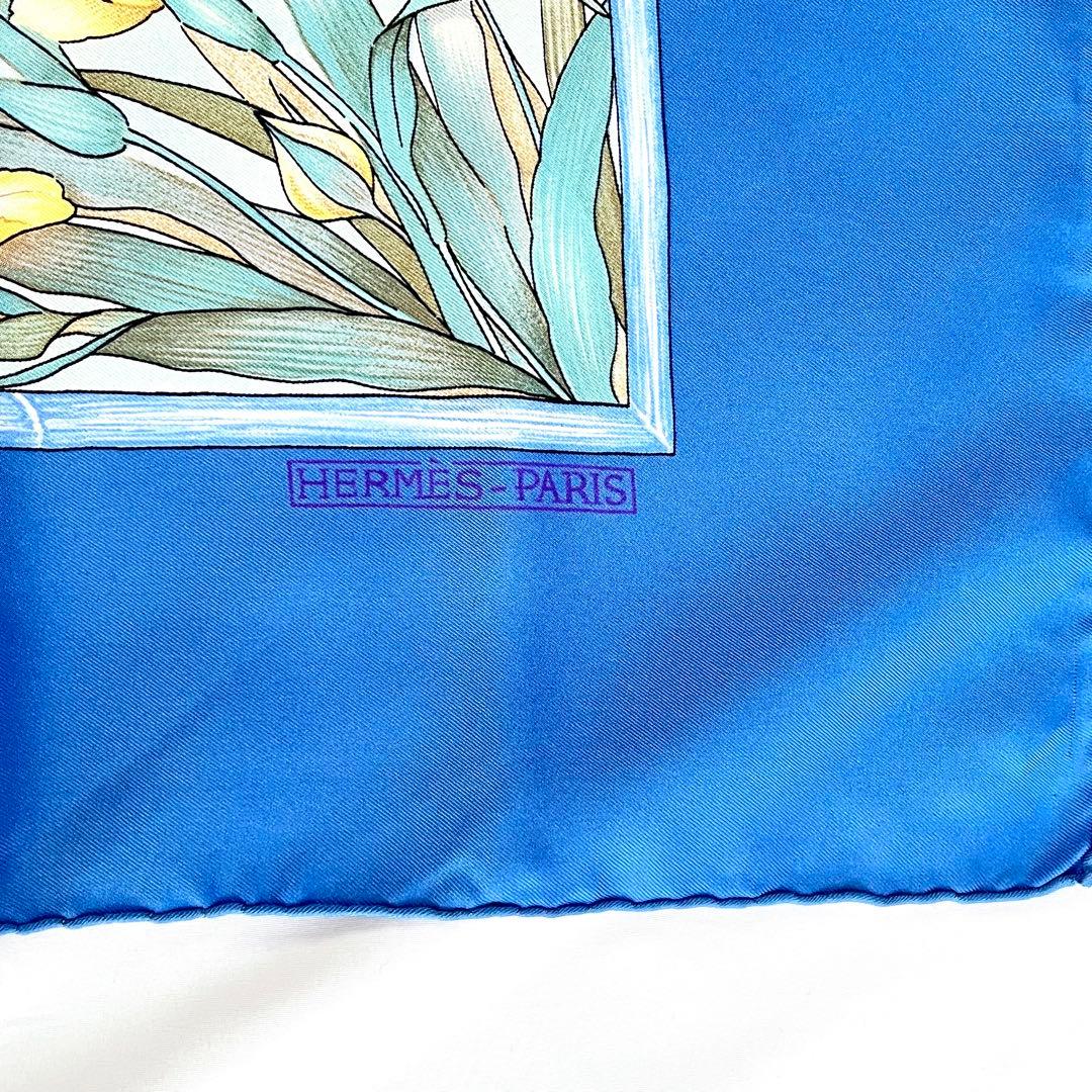 【美品】HERMES エルメス カレ90 シルク スカーフ GIVERNY 庭