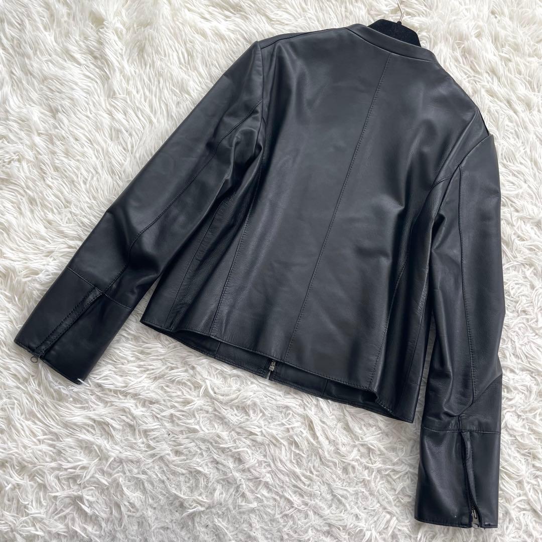 美品　23区　羊革　ノーカラー　レザー　ジャケット　ライダース