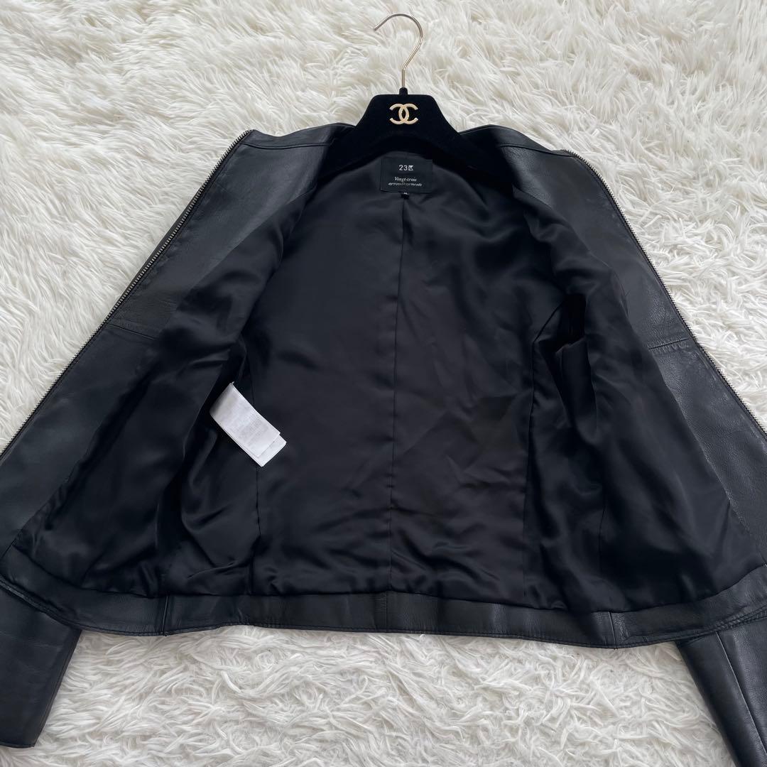 美品　23区　羊革　ノーカラー　レザー　ジャケット　ライダース