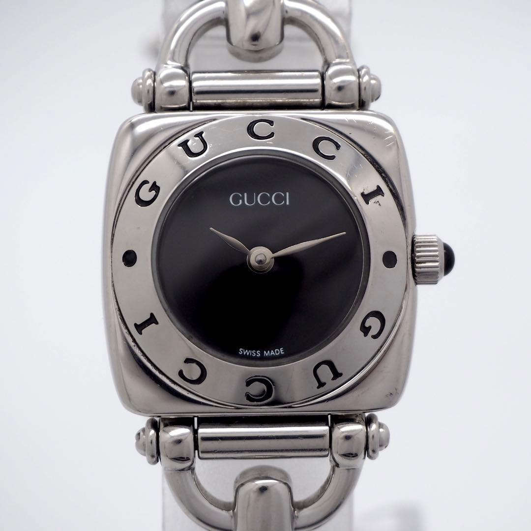 748 稼働【美品】GUCCI レディース 時計 6400L シルバー ブラック