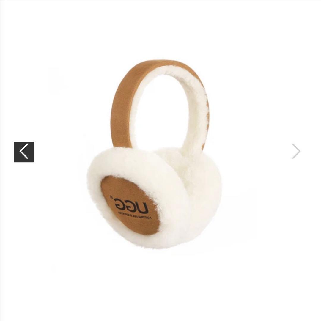 UGG フェイクファー耳あて ホワイト/ブラウン