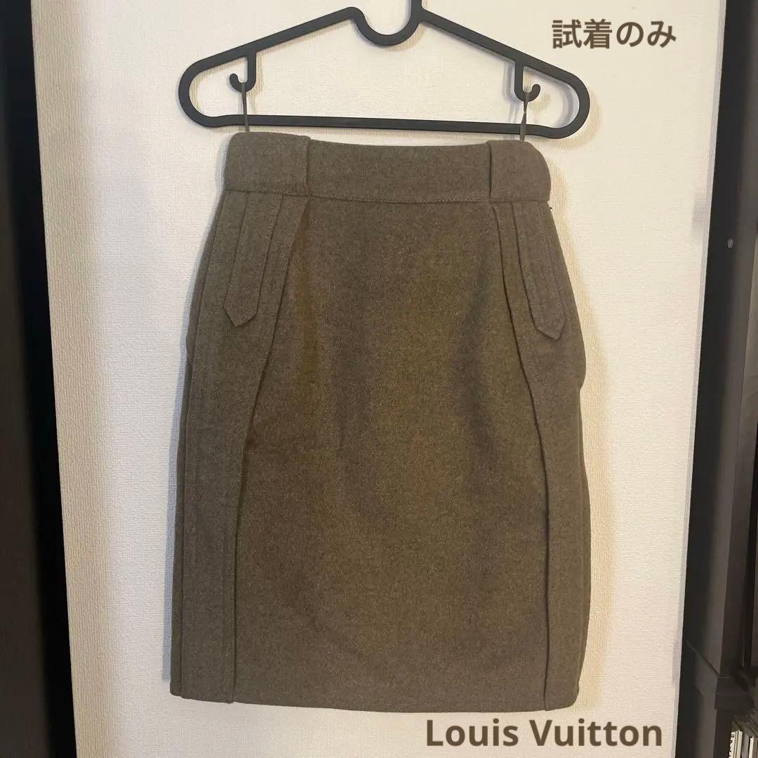 試着のみ　ルイヴィトン　ウールカシミヤ　スカート　カーキ　34