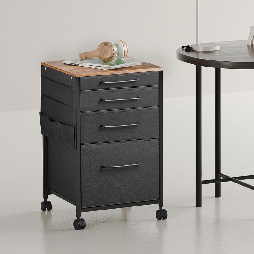 サイドチェスト キャビネット デスクワゴン オフィス 4段 A4