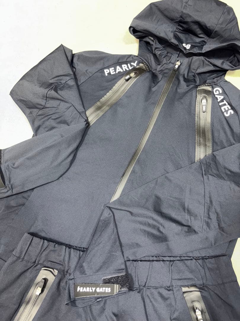 （美品）パーリーゲイツ 、高機能TEXBRID素材、セットアップ、黒色、サイズ0