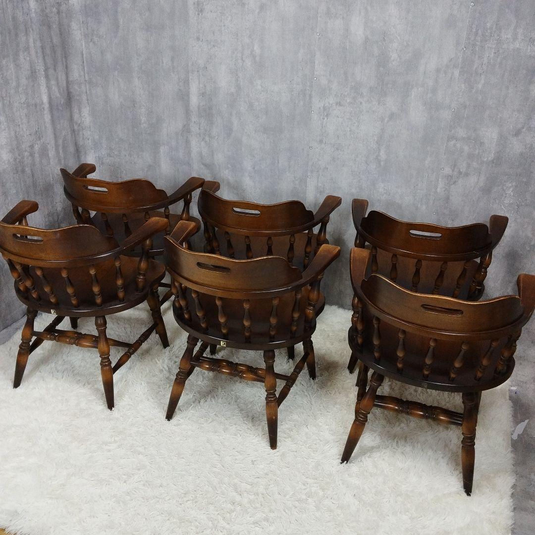 飛騨家具　キツツキ　ウィンザーアームチェア　キャプテンチェア　6脚セット①