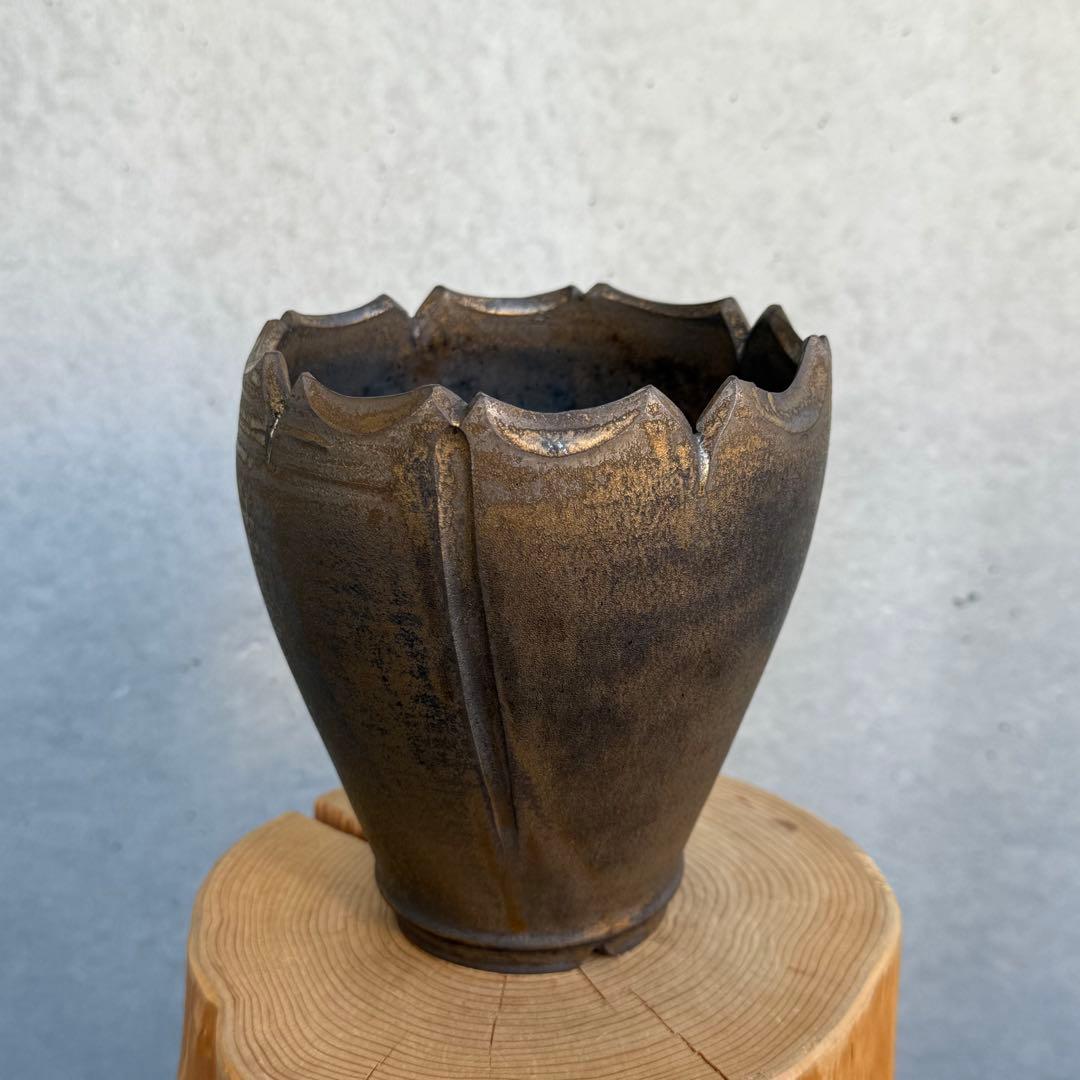 新里竜子 鶴仙園 陶器鉢 植木鉢