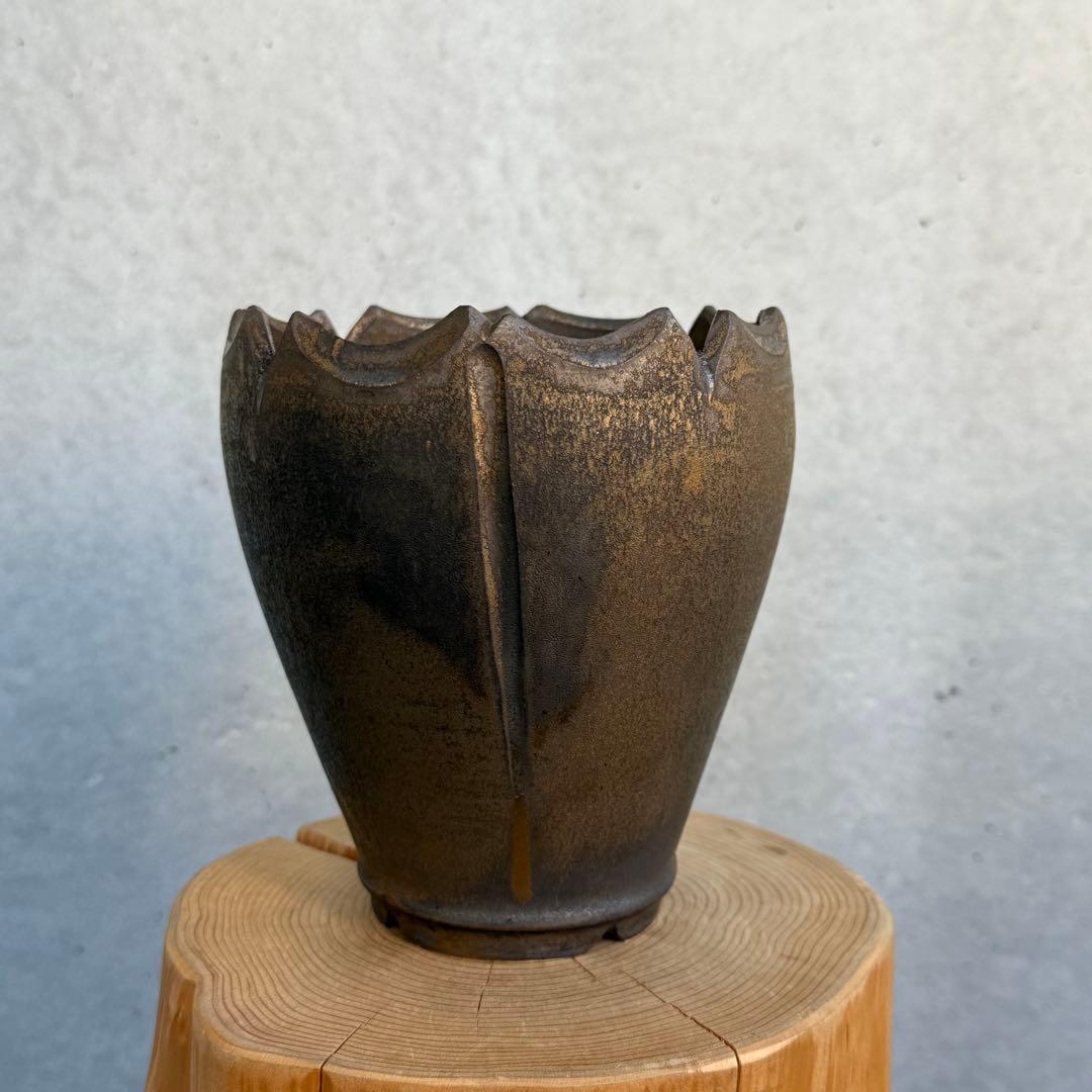 新里竜子 鶴仙園 陶器鉢 植木鉢