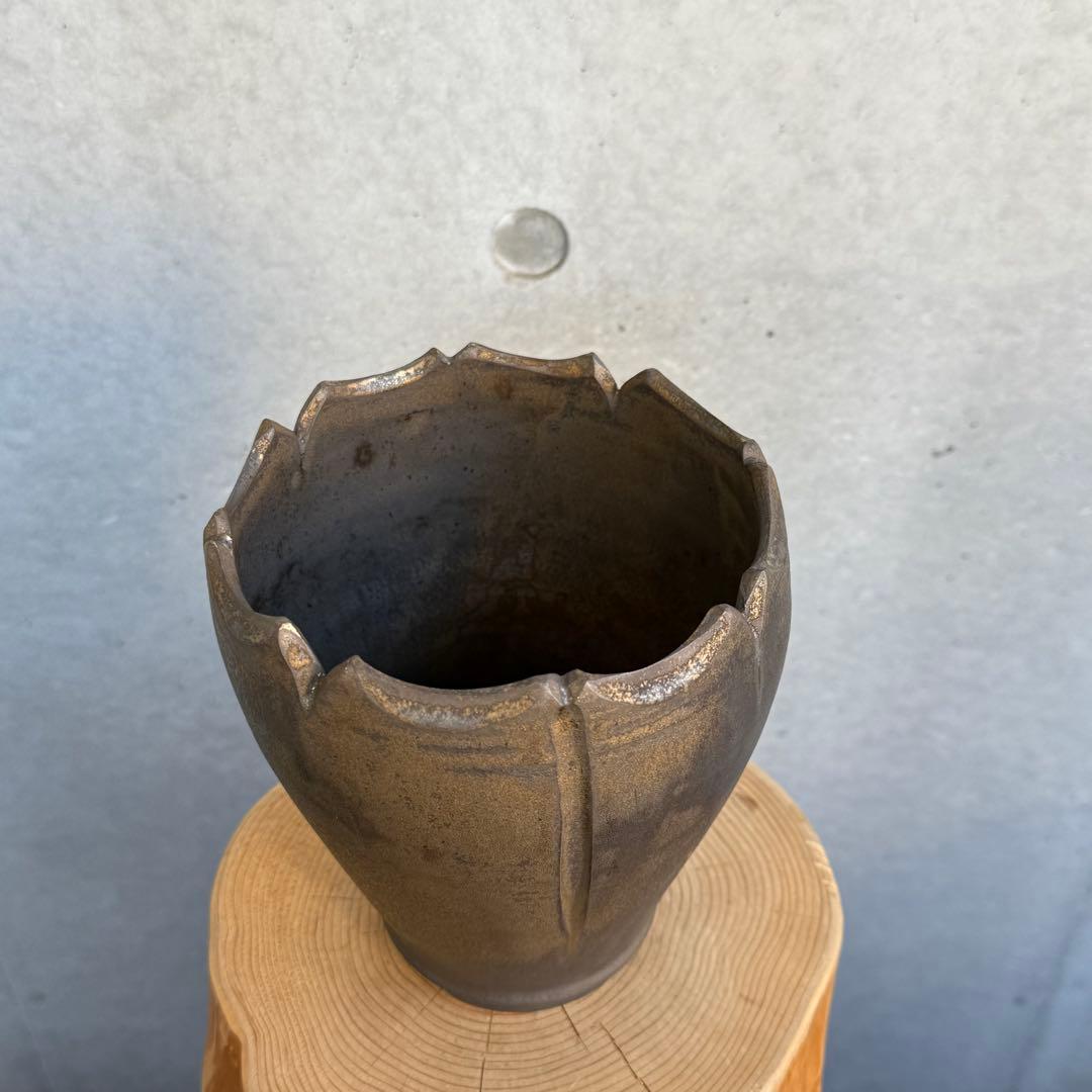 新里竜子 鶴仙園 陶器鉢 植木鉢