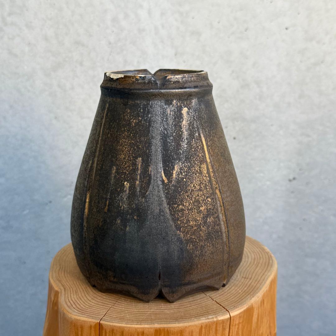 新里竜子 鶴仙園 陶器鉢 植木鉢