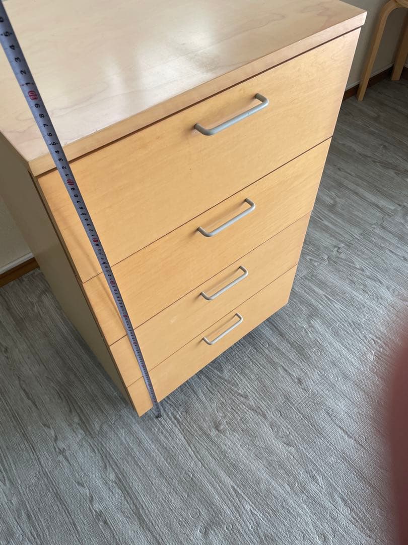 ナチュラル木製4段チェスト