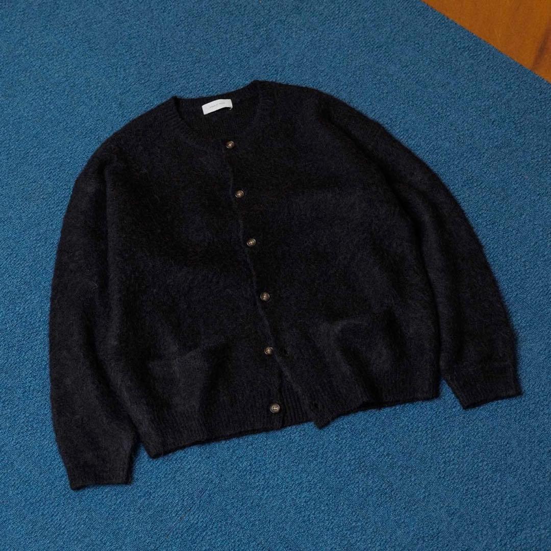 ADAM ET ROPE' モヘアミックスオーバーサイズクルーネックカーディガン