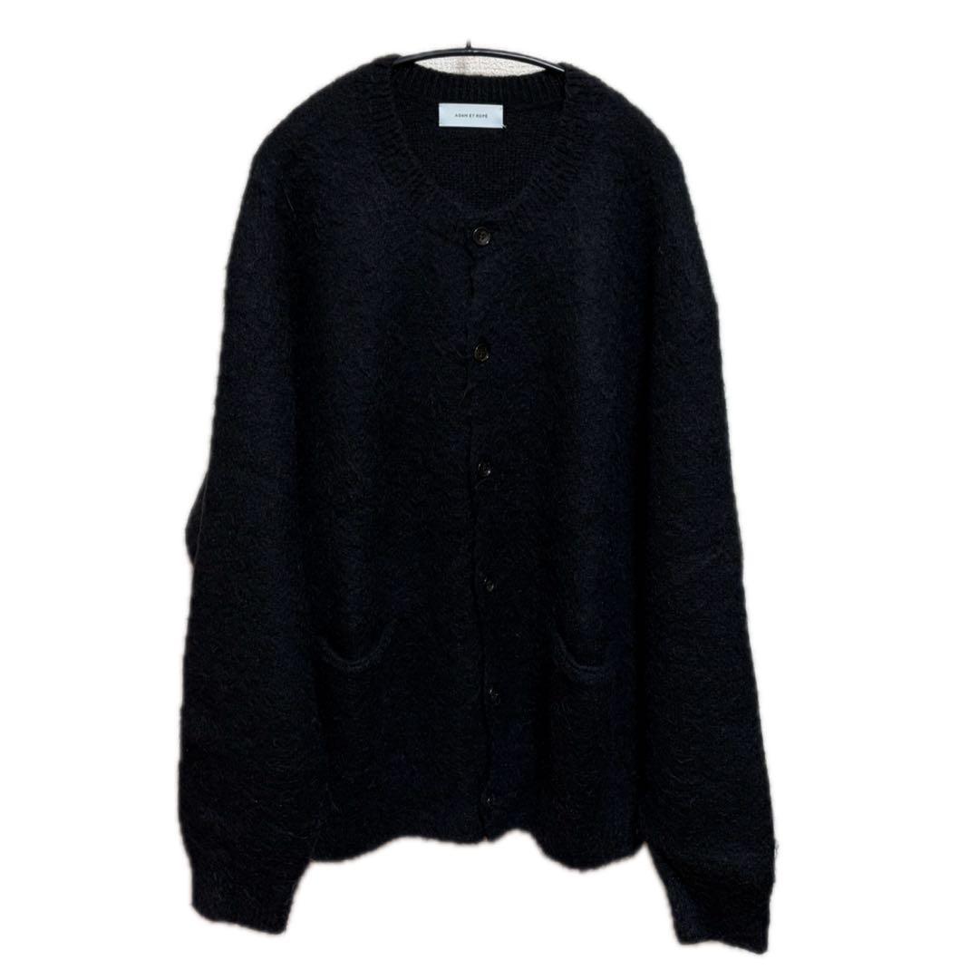 ADAM ET ROPE' モヘアミックスオーバーサイズクルーネックカーディガン