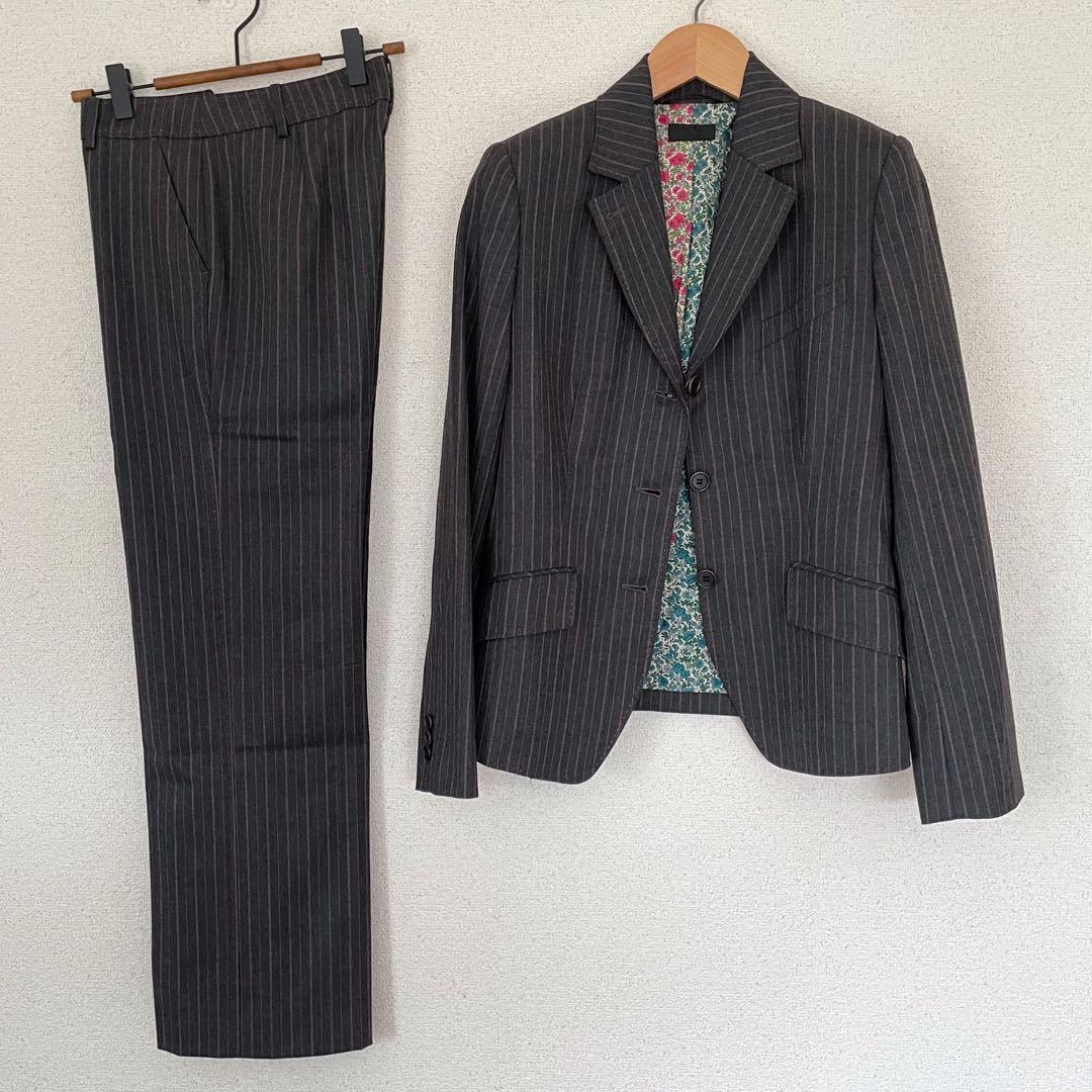 Paul Smith BLACK グレーストライプ裏地フラワーマルチパンツスーツ