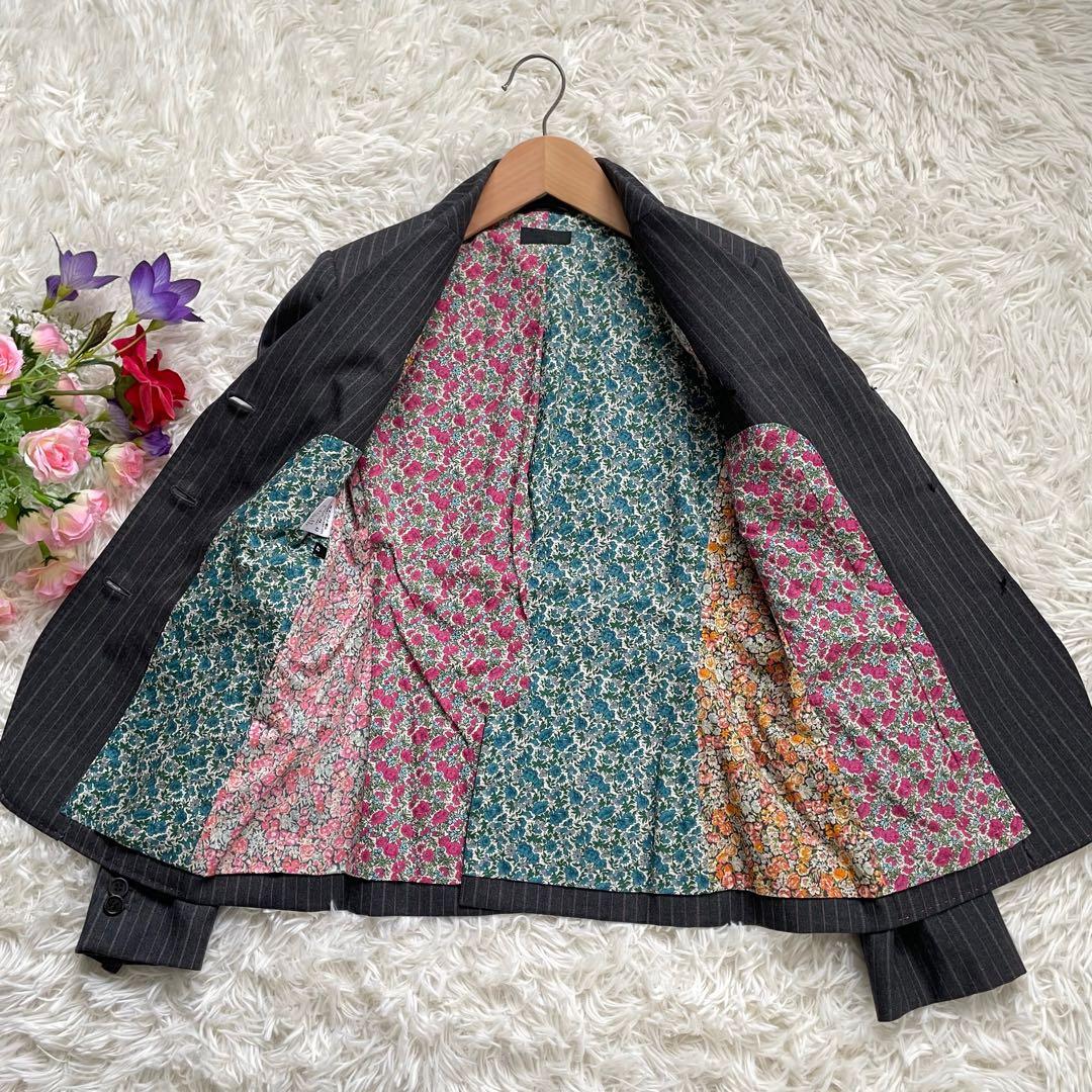 Paul Smith BLACK グレーストライプ裏地フラワーマルチパンツスーツ