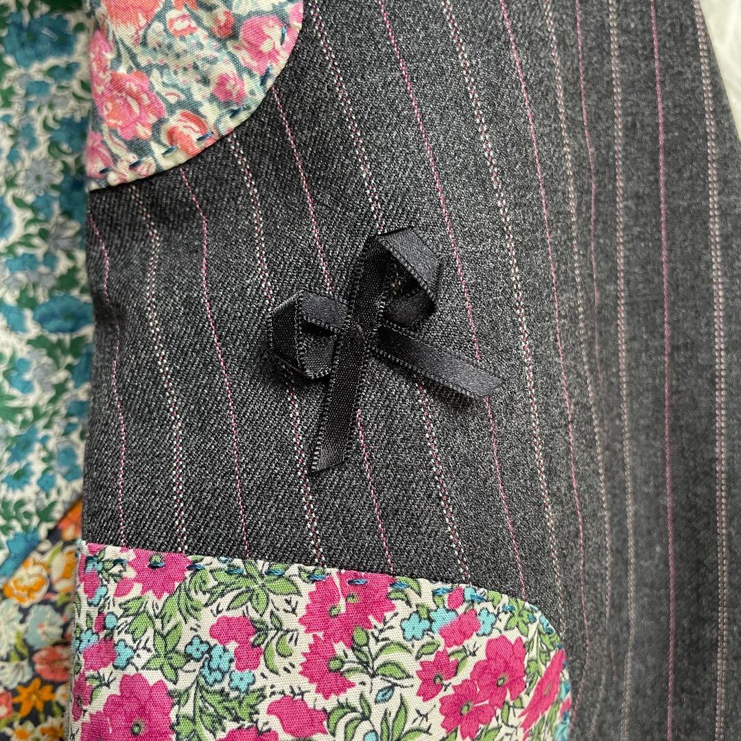 Paul Smith BLACK グレーストライプ裏地フラワーマルチパンツスーツ