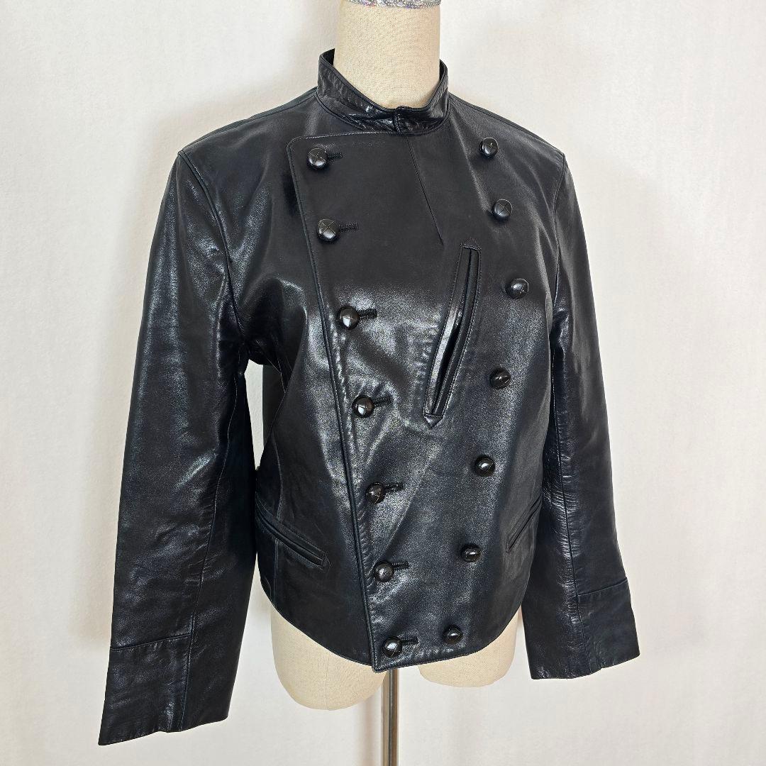 agnes b. SPECIAL レザーライダース ダブル 黒 M相当