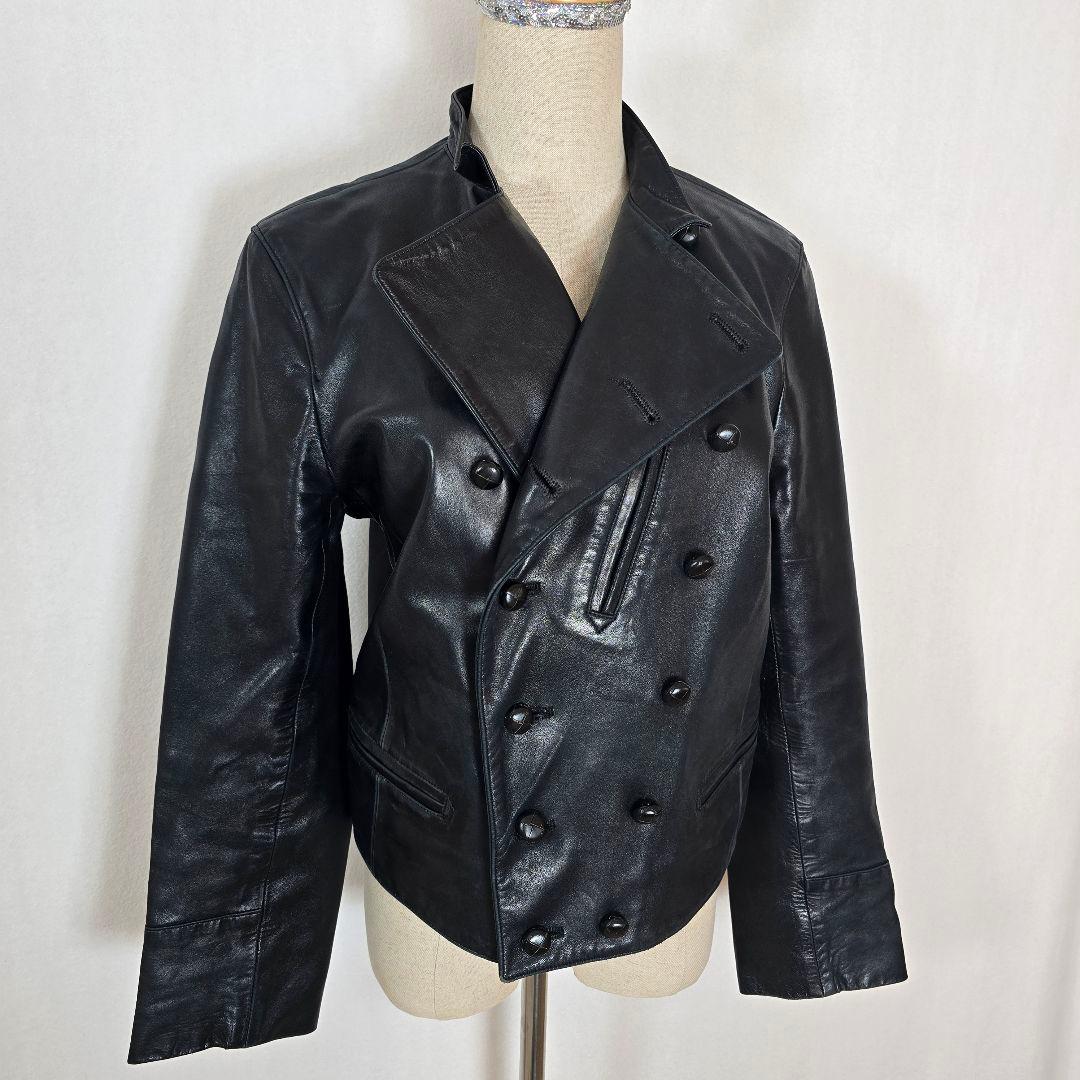 agnes b. SPECIAL レザーライダース ダブル 黒 M相当
