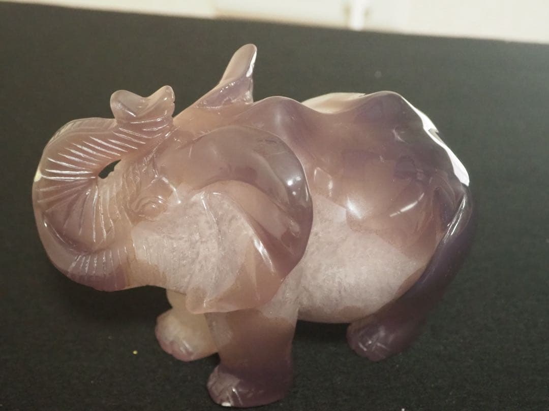 瑪瑙 ジオード 象の置物