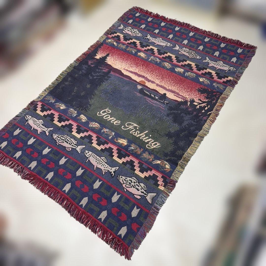 釣り　マルチカバー　ソファカバー　ヴィンテージラグ　180x120