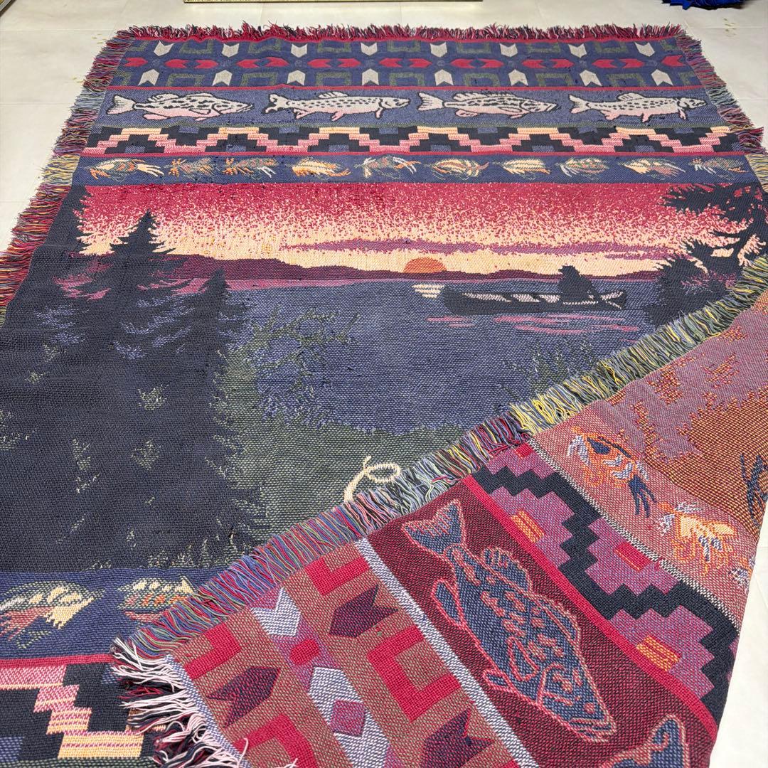 釣り　マルチカバー　ソファカバー　ヴィンテージラグ　180x120