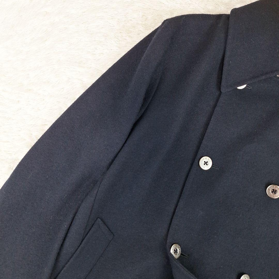 BURBERRYブラックレーベル　ダブルステンカラーコート　ウール　銀釦　黒　L