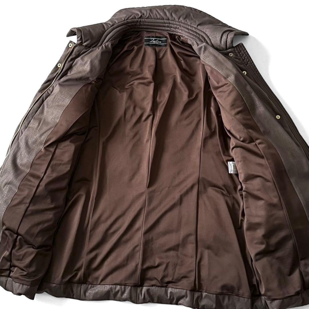 【2XLサイズ】Leilian レリアン ダウンコート ゴールド金具 ブラウン