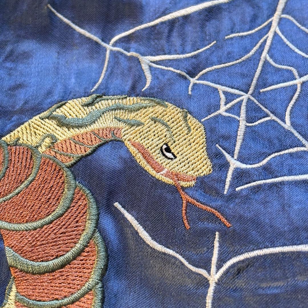 【入手困難】ヒューストン 髑髏 スカジャン 中綿入り 蛇 刺繍 レーヨン L