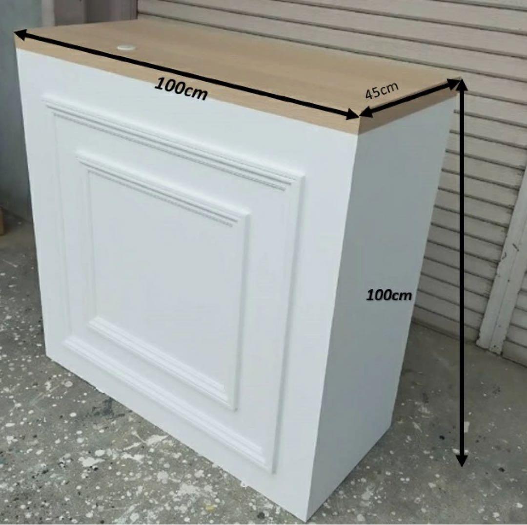 受付カウンター 幅100cm ホワイト 白レジカウンター アンティーク