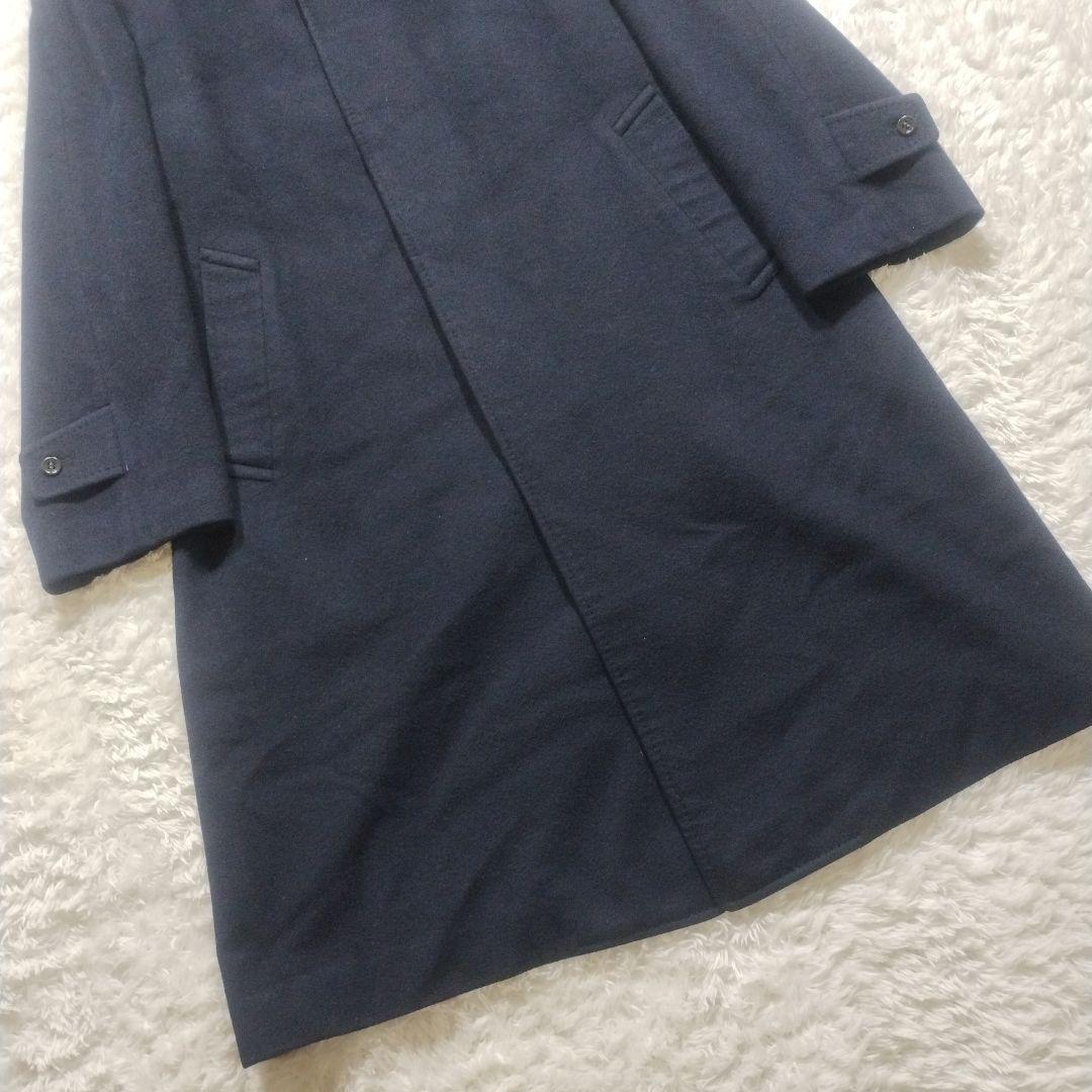 極上品　カシミヤ100％　ロロピアーナ社製　ステンカラーコート　S〜M　ネイビー