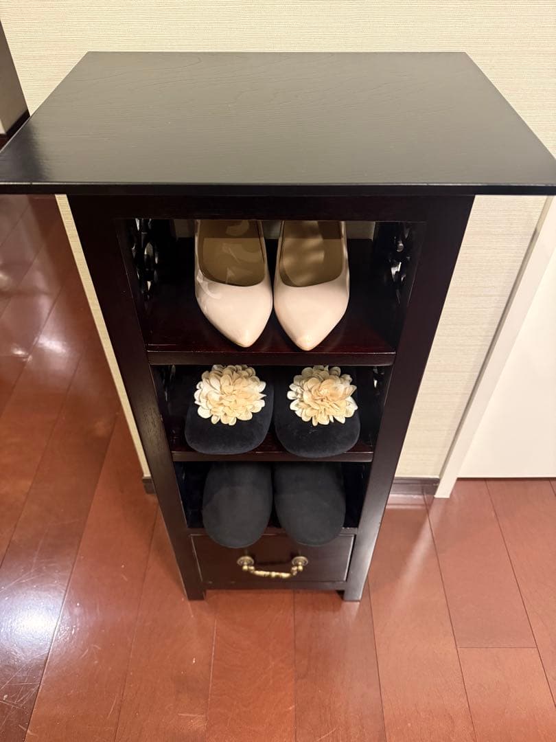 木製ラック 引き出し付き ダークブラウン インドネシア製