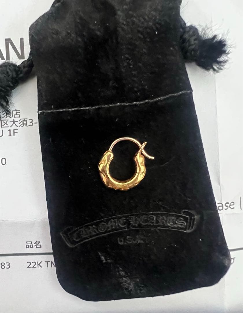 クロムハーツ 22K TNY HOOP SCRL タイニースクロールフープピアス