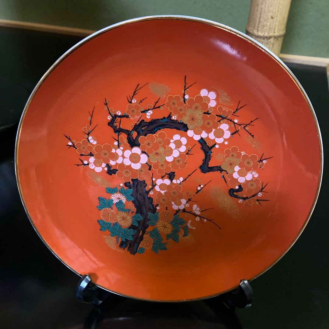 蔵出し！昭和レトロ【　飾り皿・花入・灰皿・皿立て・松梅菊　】金彩4点セット