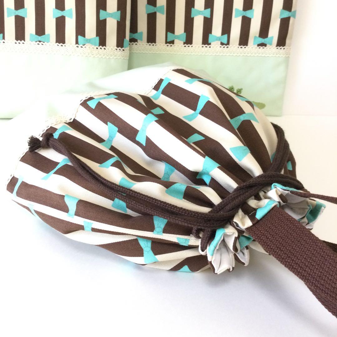 ♡キューティーリボンストライプ★通園通学３点セット♡♪チョコ♪