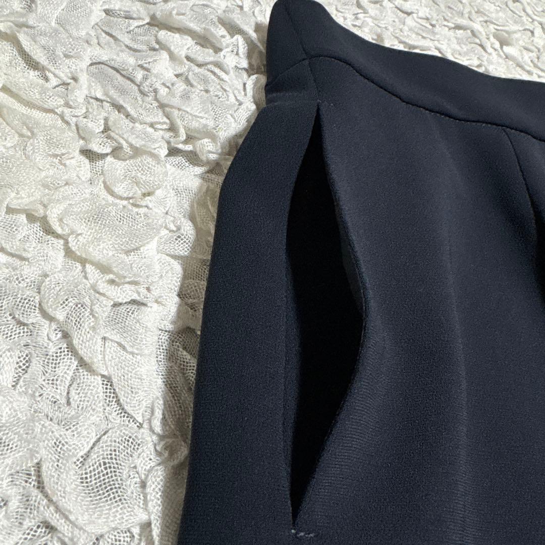 美品　ソージュ soeju タイトスカート　ミモレ丈　ネイビー　日本製　Lサイズ