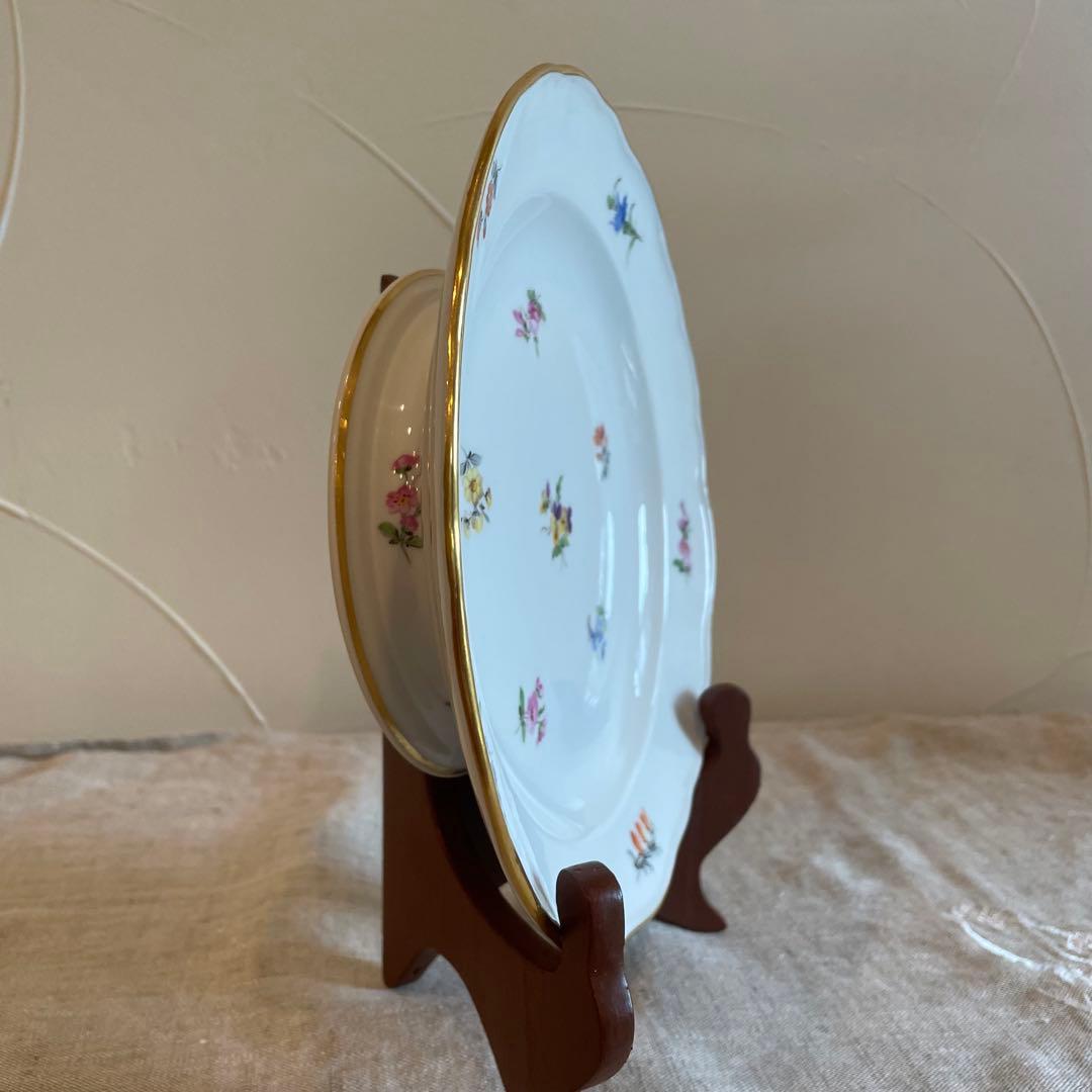 美品　オールドマイセン　小花散らし　コンポート皿　台付皿