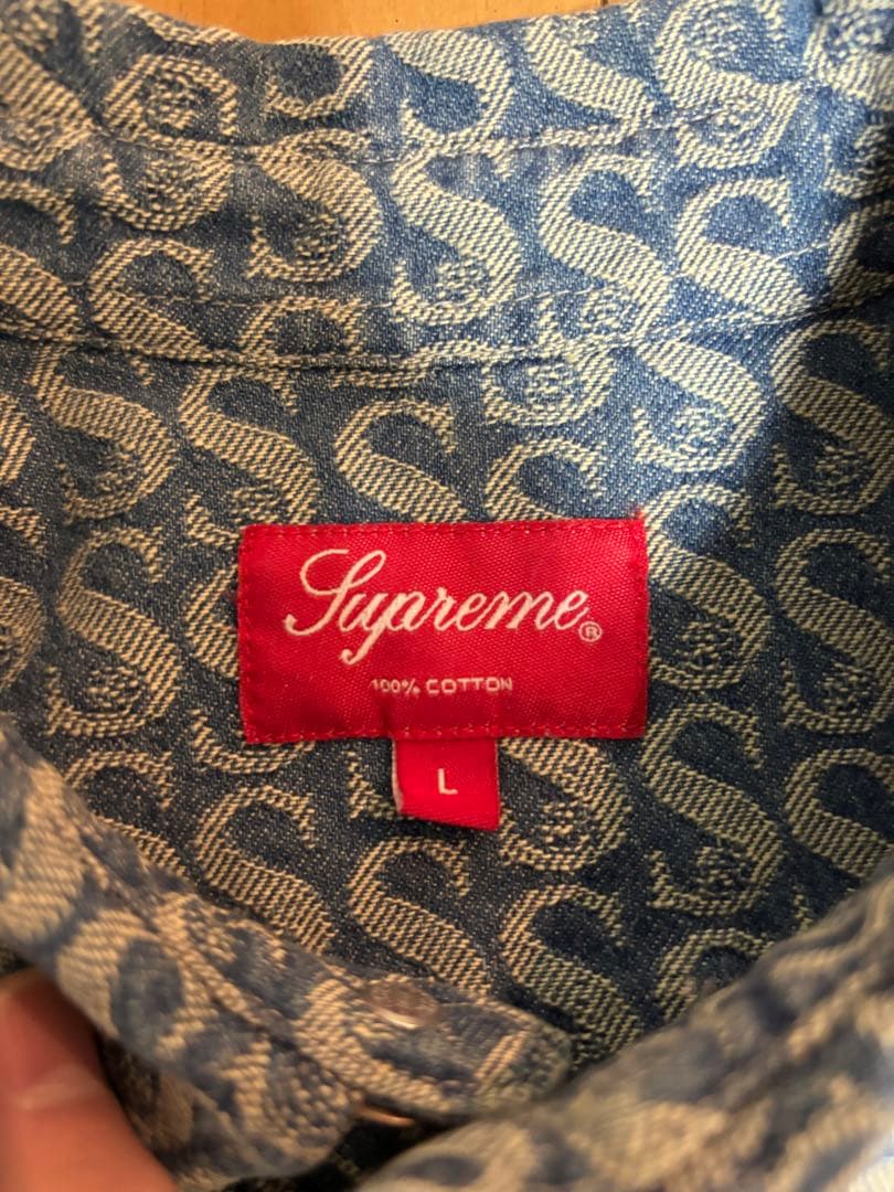 トップス Supreme Monogram Denim Shirts Blue L