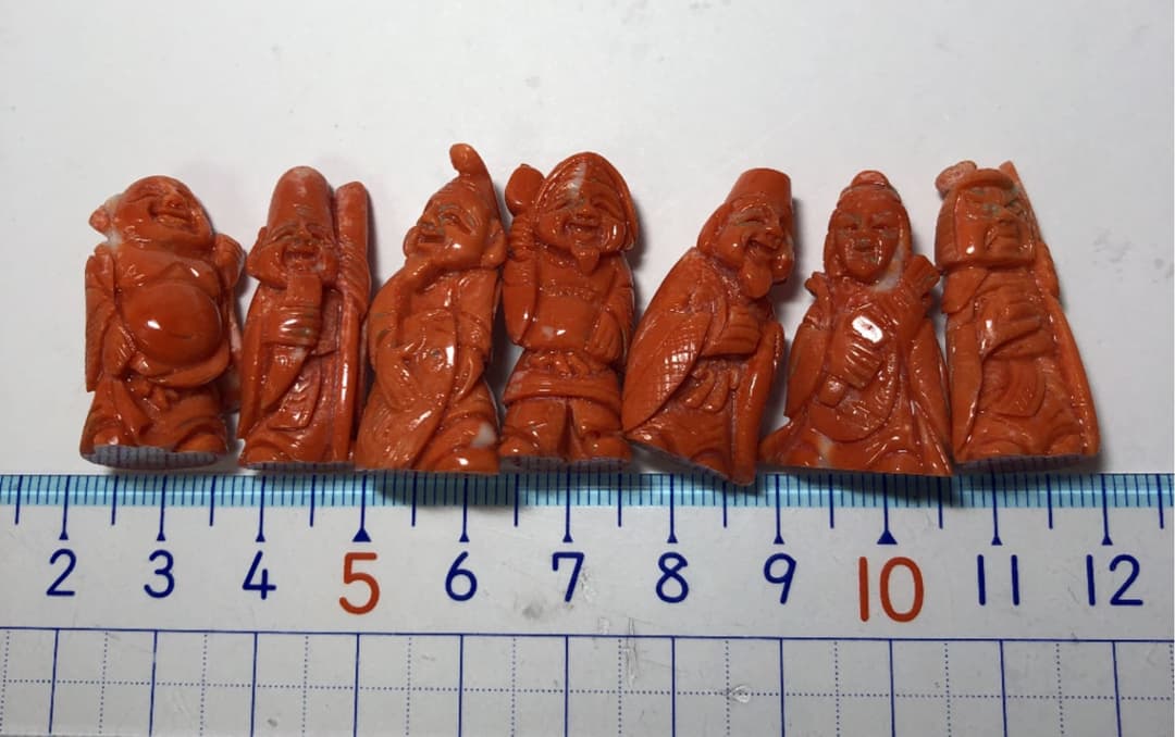 本珊瑚七福神 置物（谷口康隆作）