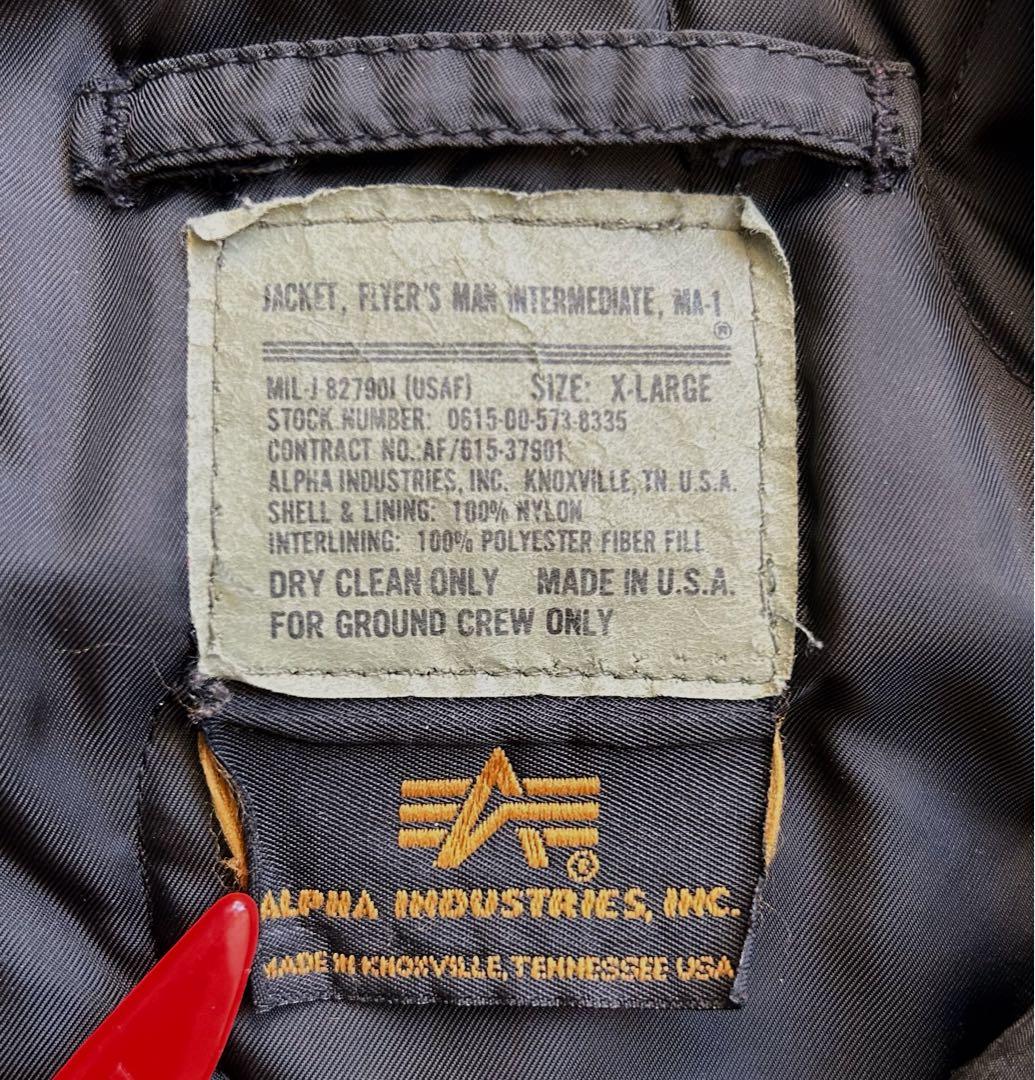 Vintage 90’s Alpha MA-1 黒レアXLサイズ USA製