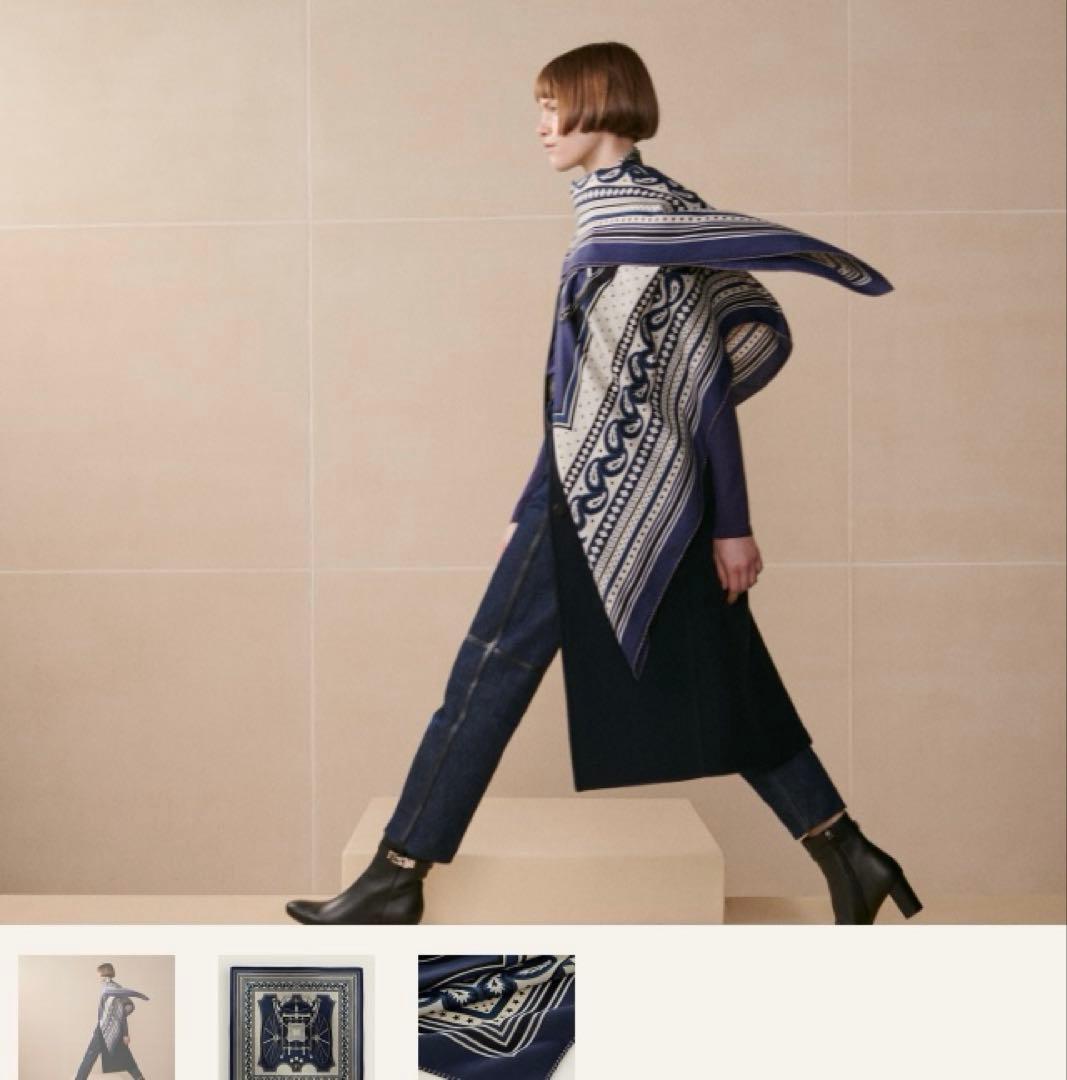 HERMES カシミアシルク カレジェアン カシシル140 四輪馬車の車輪