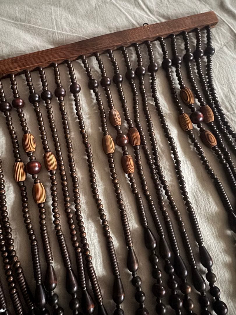 ⚫️ウォールハンガー 玉すだれ　木製　昭和レトロ　アンティーク　インテリア