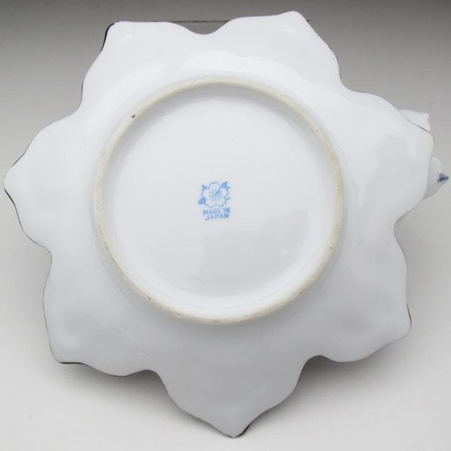 オールドノリタケ ブルー地花絵 蝶フィギュア付 ボウル