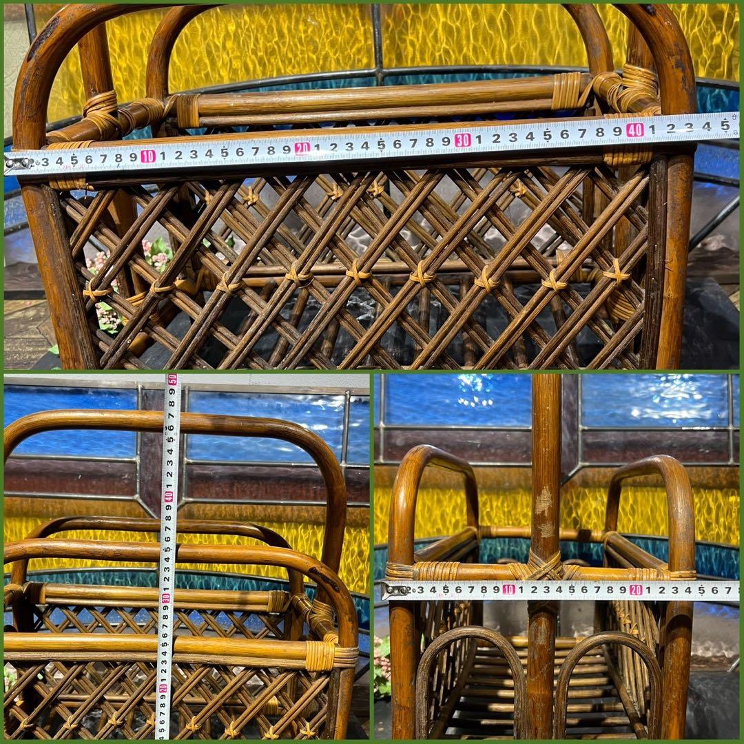 ラタン マガジンラック 籐 スリッパラック インテリア 昭和レトロ 当時物