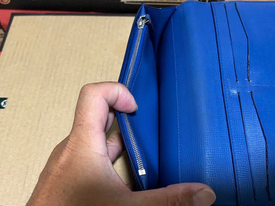 サ*ー様 ダンヒル　美品ネイビー レザー 長財布